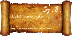 Szabó Bársonyka névjegykártya